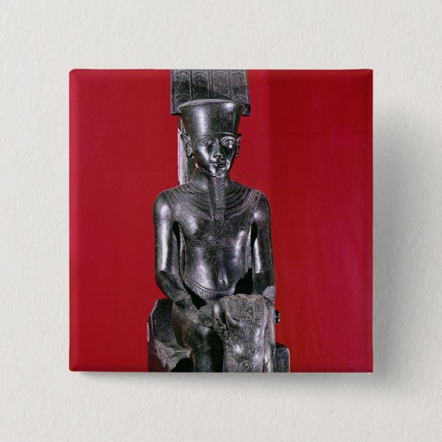 Seated statue of god Amon protecting Button (Front)