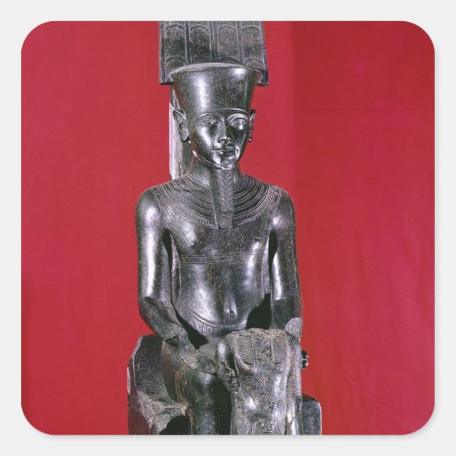 Seated statue of god Amon protecting Square Sticker (Front)