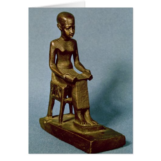 Seated statue of Imhotep  holding an open Cards (Front)