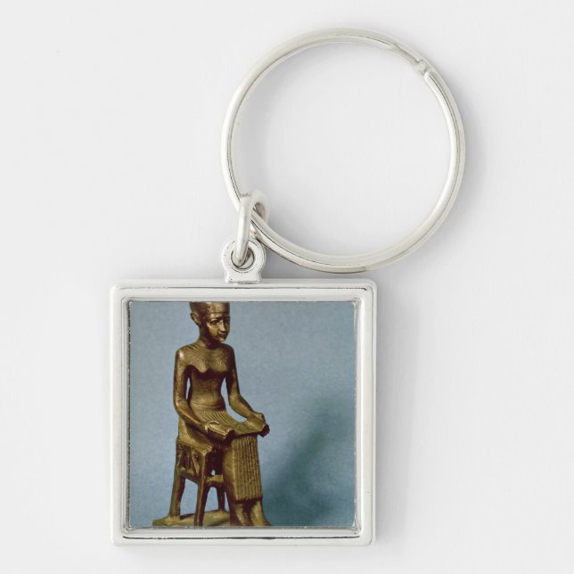 Seated statue of Imhotep  holding an open Keychain (Front)