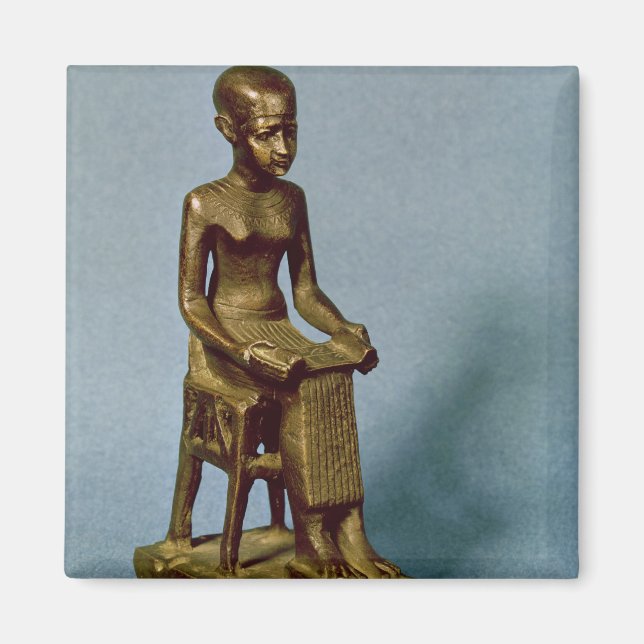 Seated statue of Imhotep  holding an open Magnet (Front)
