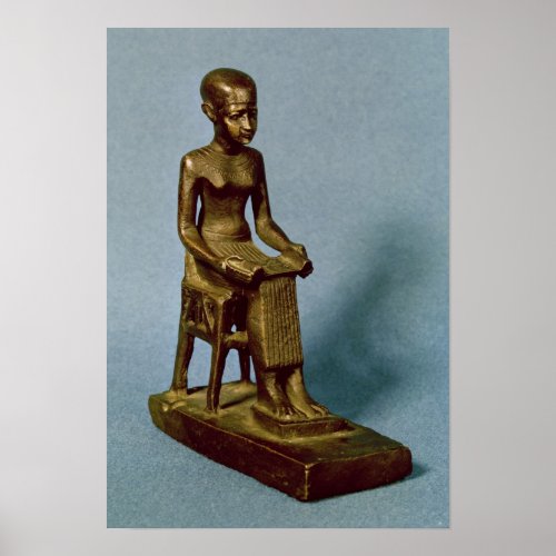 Seated statue of Imhotep  holding an open Poster