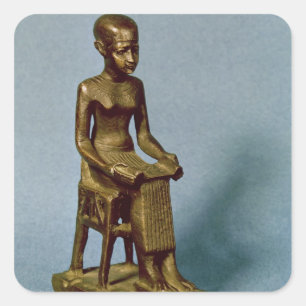 Seated statue of Imhotep holding an open Square Sticker
