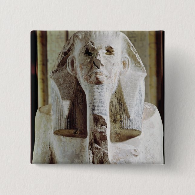 Seated statue of King Djoser Pinback Button (Front)
