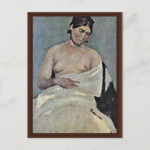 Seated Woman With Bare Chest,  By Corot Jean-Bapti Postcard