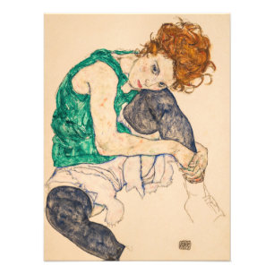 Seated Woman with Bent Knee by Egon Schiele Photo Print