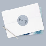 SEATERNAL Seahorse & Sea Shell Wedding Monogram Classic Round Sticker<br><div class="desc">Add a finishing touch to your wedding invitation envelopes or wedding favors with these SEATERNAL nautical stickers featuring a couples monogram in deep navy blue with a seahorse,  sea shell and personalized initials in the center on a dusty blue background.</div>