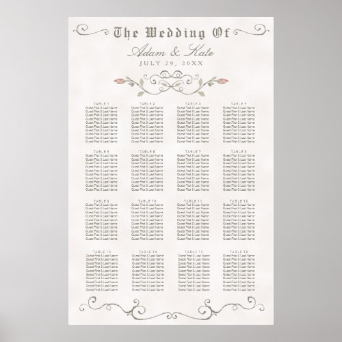 SEATING CHART 121_160  Elegant Beauty Wedding