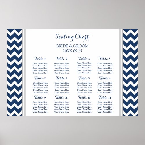 Seating Chart 12 Tables Gray Blue Chevron