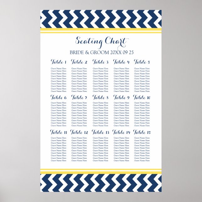 Seating Chart 15 Table 150 Guest Blue Chevron (Front)