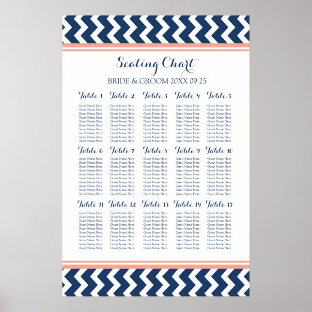 Seating Chart 15 Table 150 Guest Blue Chevron (Front)
