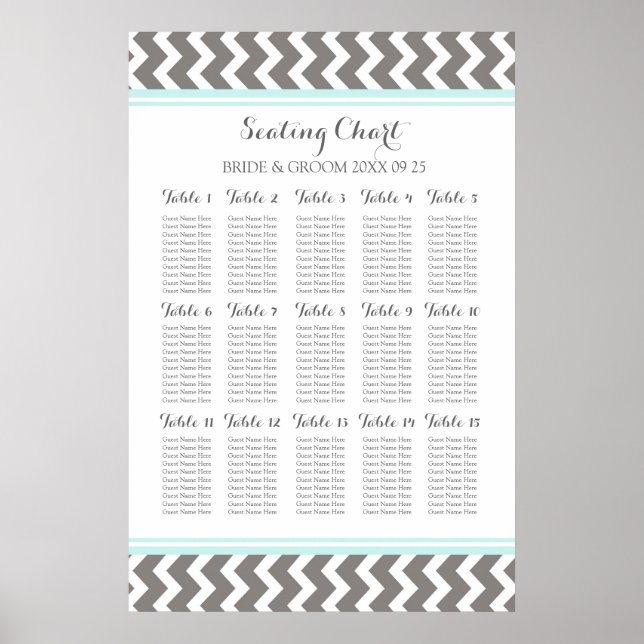 Seating Chart 15 Table 150 Guest Blue Grey Chevron (Front)