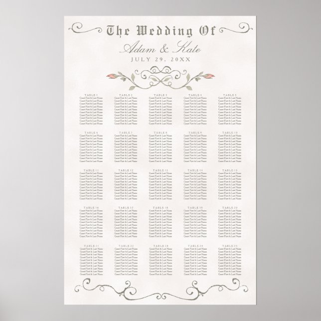 SEATING CHART 201-250 | Elegant Beauty Wedding (Front)