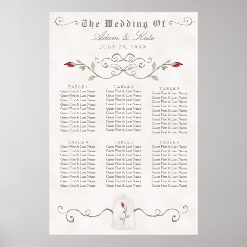 SEATING CHART 31 _ 60  Elegant Red Rose Wedding