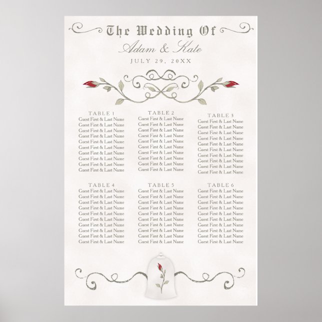 SEATING CHART 31 - 60 | Elegant Red Rose Wedding (Front)