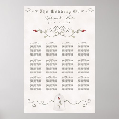 SEATING CHART 81_120  Elegant Red Rose Wedding