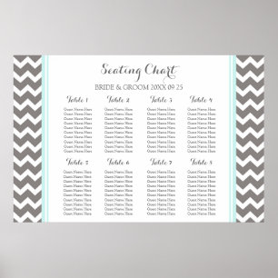 Seating Chart 8 Tables Blue Grey Chevron