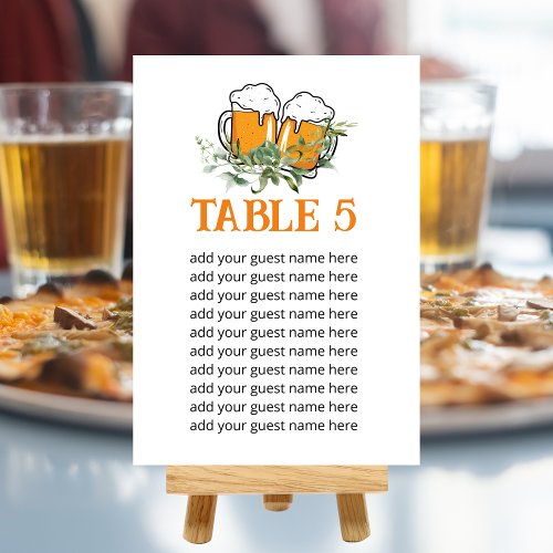 Seating Chart baby is brewing couples baby shower Table Number