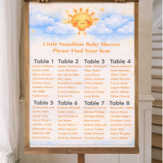 Seating chart baby shower party decor