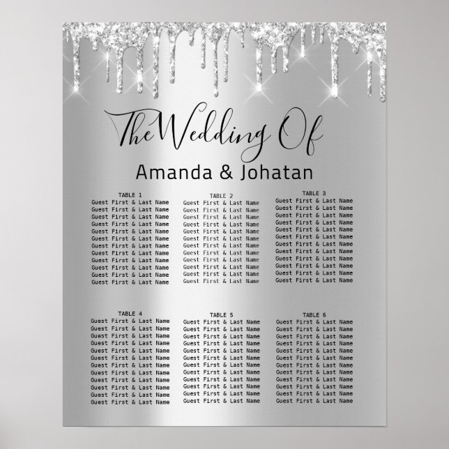 Seating Chart Black Gray Silver Drips Gray Spark (Front)