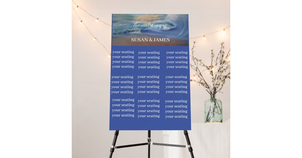 Seating chart blue beach sunset Foam Boards Zazzle