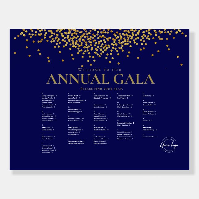 Seating chart Corporate Celebration blue Gold  Foam Board (Front)