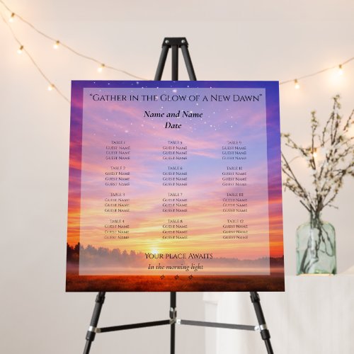 Seating Chart, Dramatic Sunrise Wedding Foam Board