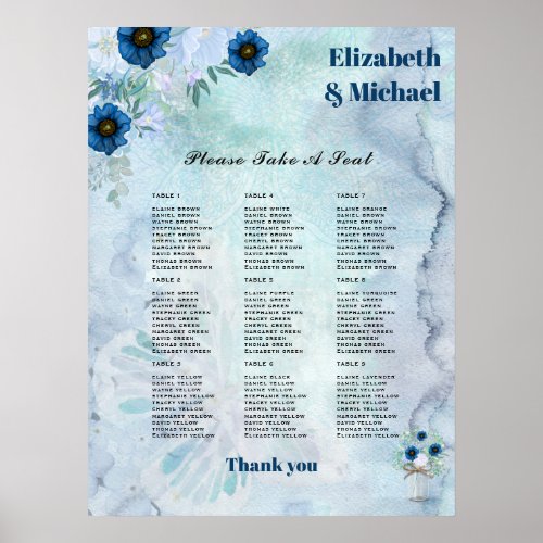 SEATING CHART _ Dusty Blue Floral 