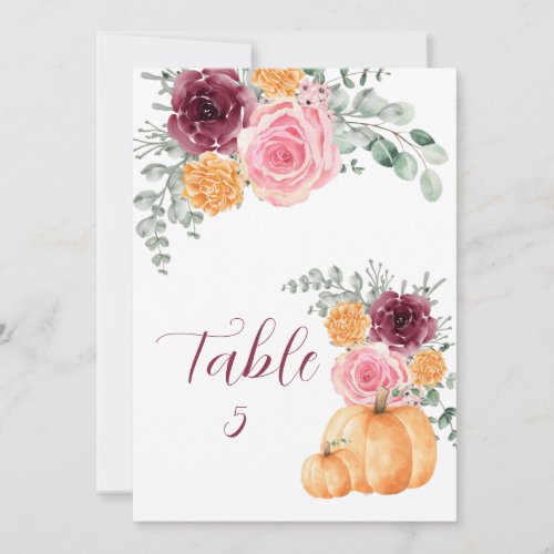 Seating Chart Fall Pumpkin Burgundy Blush Pink