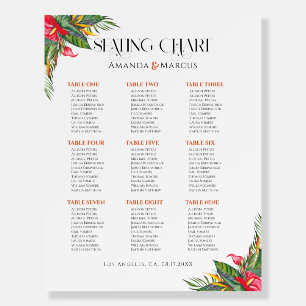 Seating Chart Fancy Wedding Tropical Flowers  Foam Board