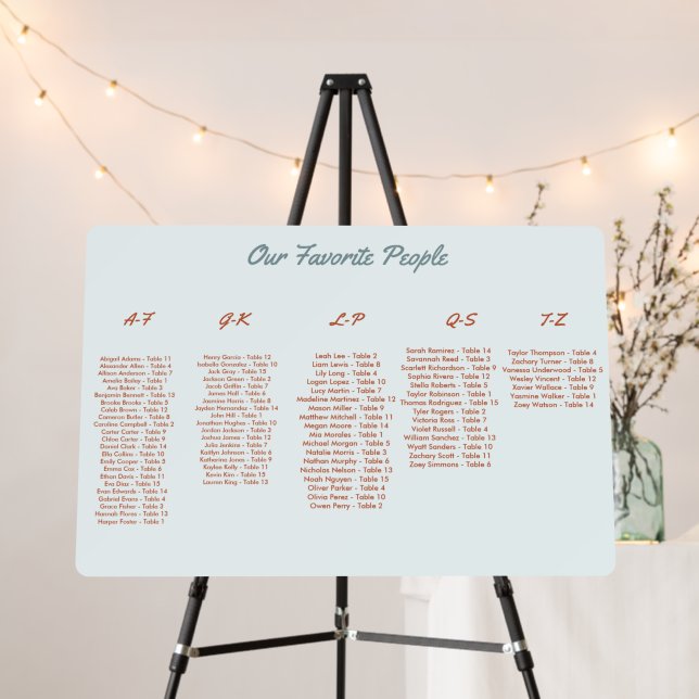 Seating Chart for beach wedding  Foam Board (In Situ (Stand))