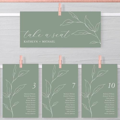 Seating Chart Header Green Leaf Modern Card