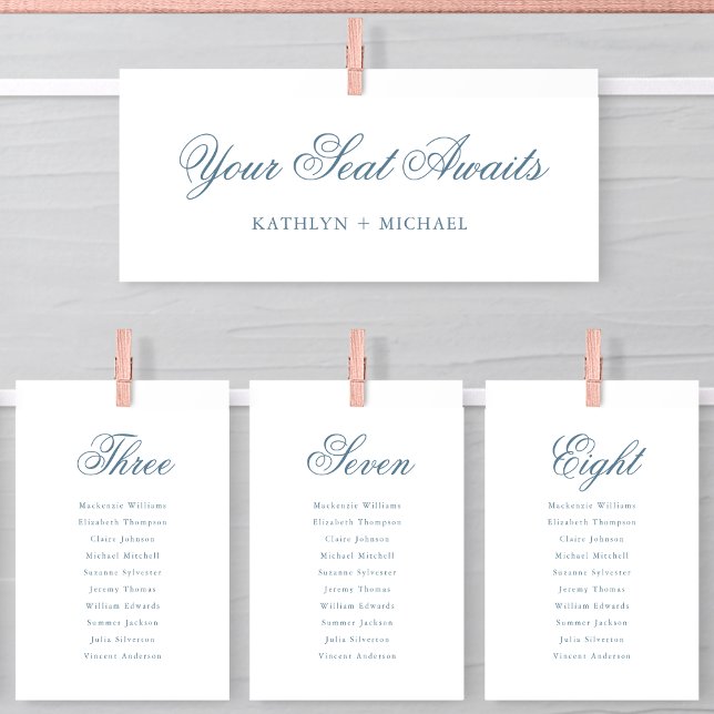 Seating Chart Header Modern Dusty Blue Script Card (Creator Uploaded)