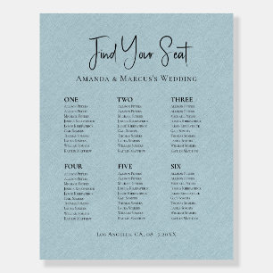 Seating Chart Light Blue Linen Foam Board