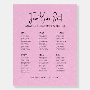 Seating Chart Light Pink Linen Foam Board
