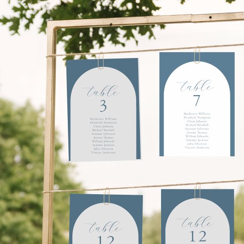 Seating Chart Modern Simple Arch Dusty Blue Card