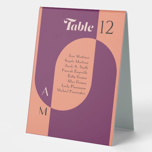 Seating Chart Nouveau Magenta Melon Table Tent Sign