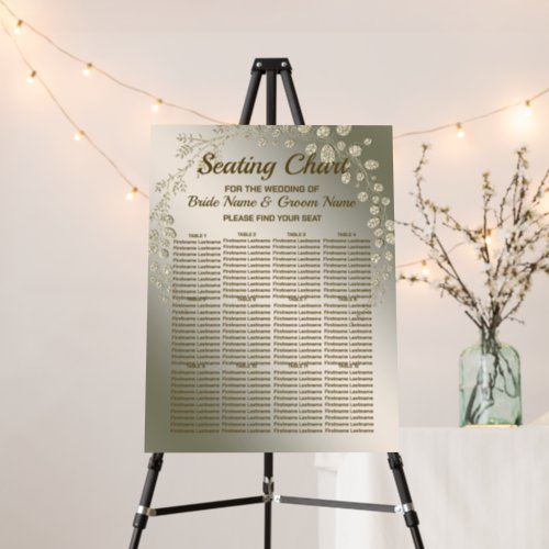 Seating Chart PartyGolden Floral Leaves Wreath Foam Board