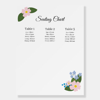 Seating Chart Pink Flower Foam Board