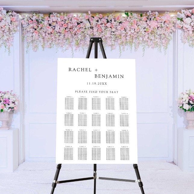 Seating Chart Plan Modern Elegant Minimal Wedding  Foam Board (Creator Uploaded)