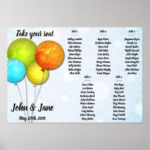 Seating Chart Poster - Colorful Balloons Design