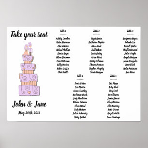 Seating Chart Poster - Wedding Cake Design