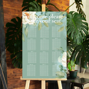 Seating Chart Silver Sage Eucalyptus White Flower Foam Board