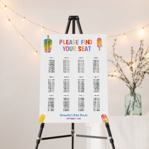 Seating Chart Summer Popsicle Baby Shower Foam Board
