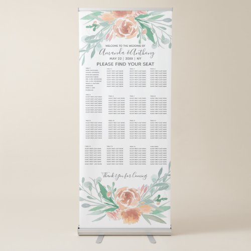 Seating chart table number retractable banner
