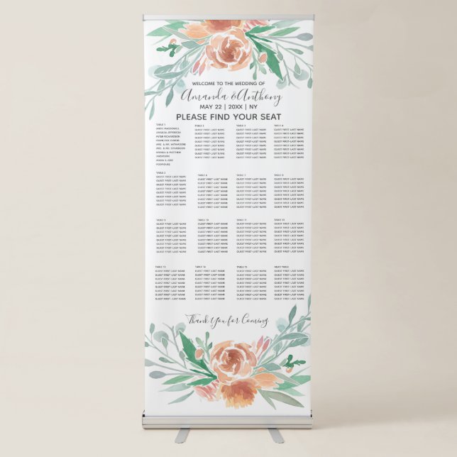 Seating chart table number retractable banner (Front)