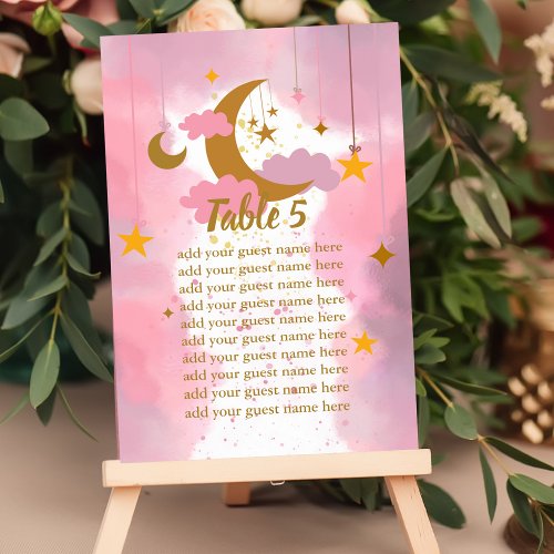 Seating Chart Twinkle Twinkle Little Star Pink Table Number