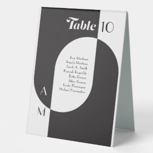 Seating Chart Vintage Nouveau Black White Table Tent