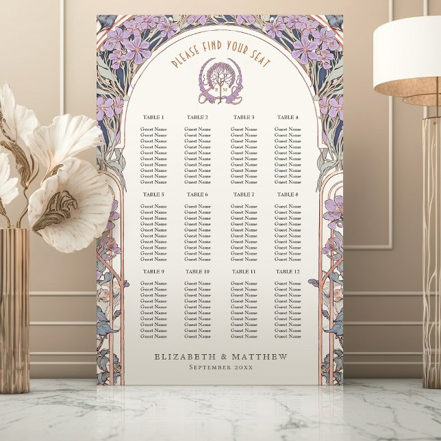 Seating Chart Vintage Wedding Art Nouveau Foam Board (Creator Uploaded)