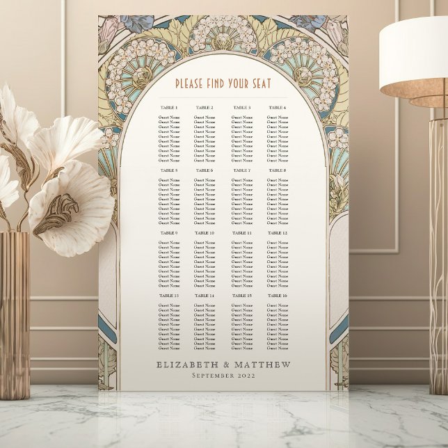 Seating Chart Vintage Wedding Art Nouveau Foam Board (Creator Uploaded)